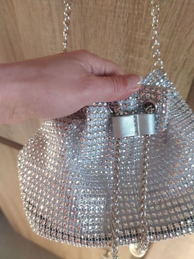 silver bag clutch new with rhinestone