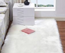 MULTIPLE SIZES/COLOURS AVAILABLE Faux Fur Fluffy Rug Faux Sheepskin Rugs White Floor Carpet for Bedrooms Living Room, White/2'x 4'