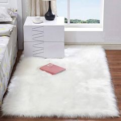 MULTIPLE SIZES/COLOURS AVAILABLE Faux Fur Fluffy Rug Faux Sheepskin Rugs White Floor Carpet for Bedrooms Living Room, White/2'x 4'