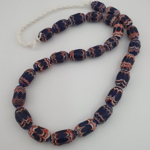Antique Venetian Style Blue Trade Glass Beads Necklace Strands