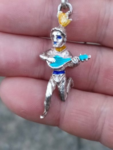19th Century Italian Silver Jester Pendant Set