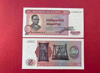 Zaire  50 Makuta  1980  Pick 17b     ( Uncirculated )