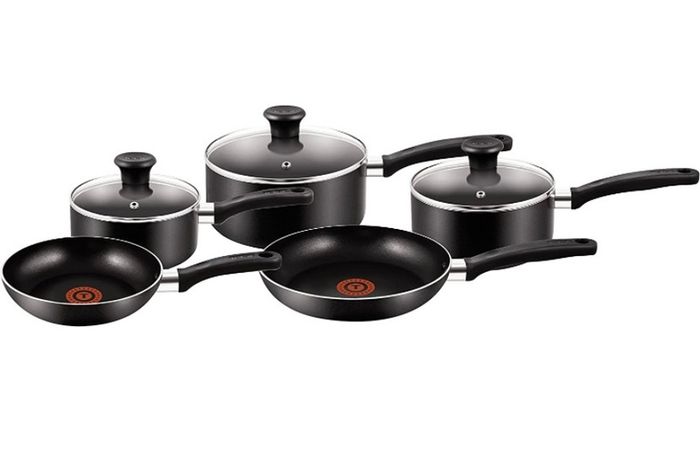 5 Piece, Essential, Pots and Pans Set, Non Stick, Aluminium, Black (FREE POSTAGE)
