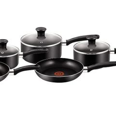 5 Piece, Essential, Pots and Pans Set, Non Stick, Aluminium, Black (FREE POSTAGE)
