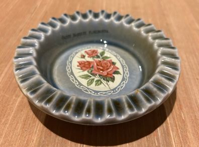 Vintage Wade Irish Porcelain Ashtray or Trinket Dish with a Rose Decal