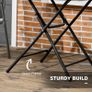 Foldable Round Garden Table for 4, Outdoor Dining Table with HDPE Tabletop and Steel Frame, 80 x 80 x 73 cm, Dark Grey Image 5