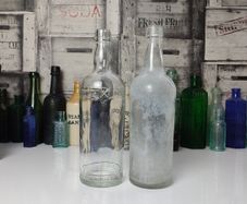 331 - Set of 2 Vintage Clear Glass Collectible Decorative Bols Vodka Bottles