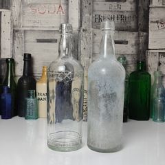 331 - Set of 2 Vintage Clear Glass Collectible Decorative Bols Vodka Bottles