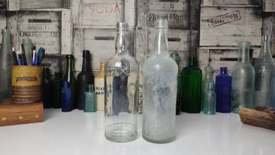 331 - Set of 2 Vintage Clear Glass Collectible Decorative Bols Vodka Bottles