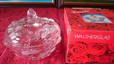 New In Box Waltherglas Germany Natascha Pattern Art Deco Satin Rose Bowl With Lid Made In Germany