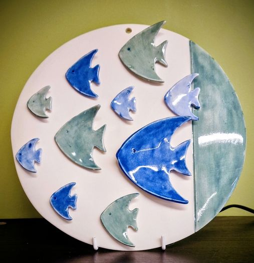 Hand crafted porcelain Fish Plaque made in Cahersiveen