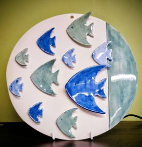 Hand crafted porcelain Fish Plaque made in Cahersiveen