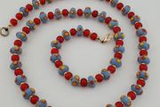 Antique Venetian Style Tiny Eyes Glass &amp; Venetian WhiteHeart Glass Beads Necklace