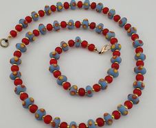 Antique Venetian Style Tiny Eyes Glass & Venetian WhiteHeart Glass Beads Necklace