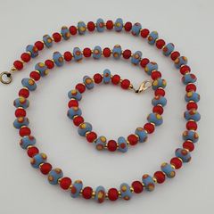 Antique Venetian Style Tiny Eyes Glass & Venetian WhiteHeart Glass Beads Necklace