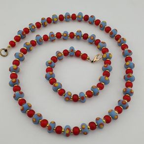 Antique Venetian Style Tiny Eyes Glass & Venetian WhiteHeart Glass Beads Necklace