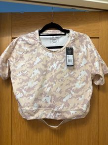adidas Techfit Camo Print Crop Training T-Shirt Women size cxl