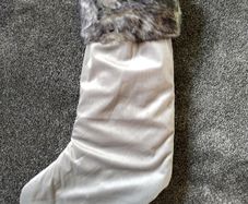Luxury Padded Super Soft Faux Fur Trim Christmas Stocking Silver Grey