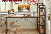 NEW SALE | Computer Desk with Storage Shelves Writing Desk with Shelves 160CM Reversible Computer Desk with Bookshelf for Home Office Small Space