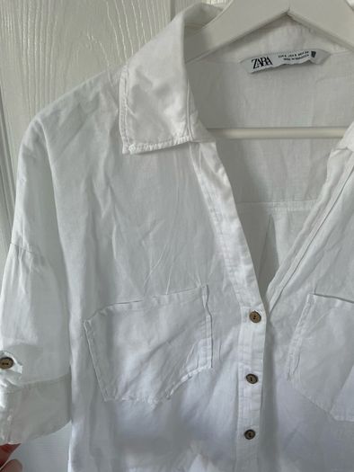 Zara women's white linen blouse