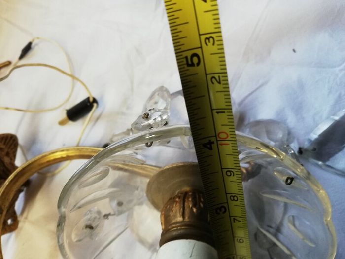 Vintage 1960 Wall Brass & Glass Drops Murano Lamps