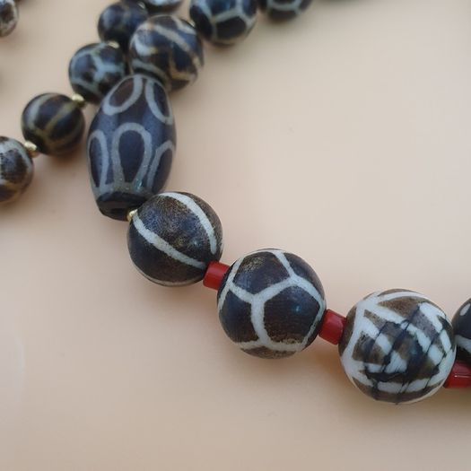 Rare Antique Burmese Pumtek Pyu Petrified Wood Beads Necklace