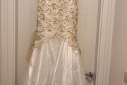 White and gold sequin womens dress