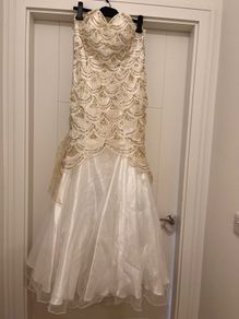 White and gold sequin womens dress