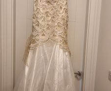 White and gold sequin womens dress
