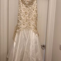 White and gold sequin womens dress