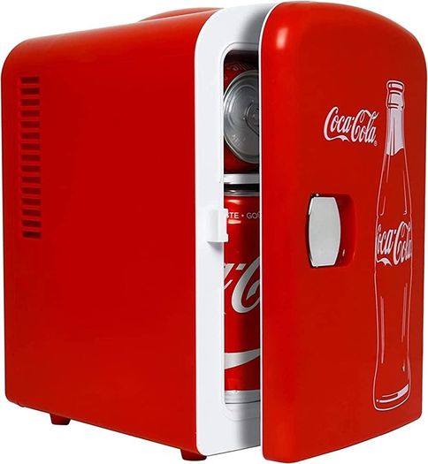 Coca Cola Mini Fridge 4 L/6 Can Portable Fridge/Mini Cooler Refrigerator for Food Beverages Drinks Skincare Snacks Home Bedroom Office Dorm Travel Car Boat, AC & DC Plugs Included (FREE POSTAGE)