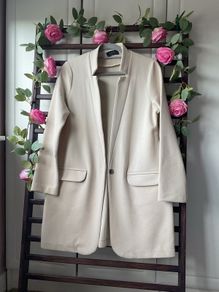 jacket beige longline marks & spencers size 8-10