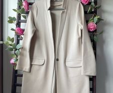 jacket beige longline marks & spencers size 8-10