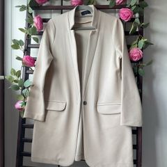 jacket beige longline marks & spencers size 8-10