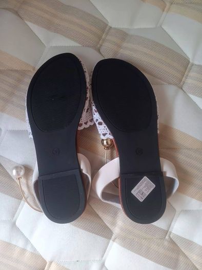 White Crochet Slip-on Sandals