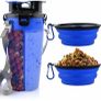 Portable Pet Water Bottle and Food Container for Travel 2-in-1 Dual Chamber Bottle with 2 Collapsible Bowls Dogs Cats Feeder Water Food Bottle Outdoor Travel Image 8