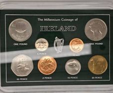Ireland Millennium 2000 Uncirculated Coin Set in Beautiful Presentation Holder Pound to Penny