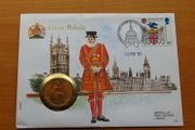 Vintage UK 1967 coin stamp cover BUNC Penny coin