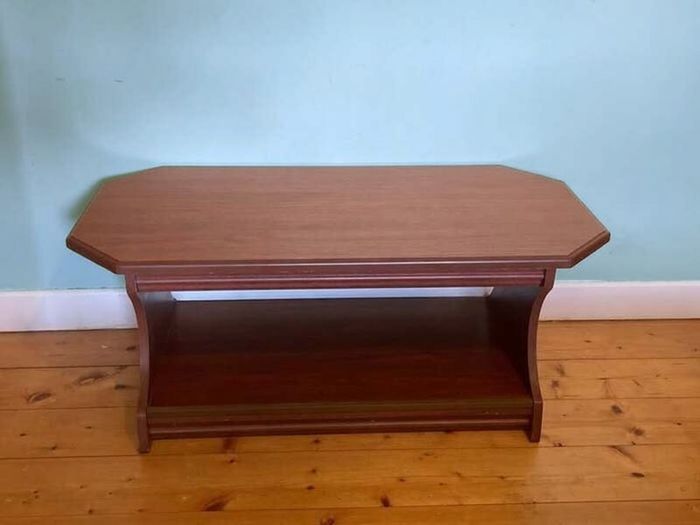 Contemporary Dark Wood Coffee Table with Storage Shelf | Excellent Condition