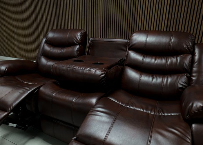 SALE..!! Roma 3+2 Brown & Cream Leather Recliner Sofa Set