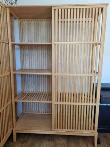 Two IKEA NORDKISA Bamboo Sliding Door Wardrobes in Excellent Condition