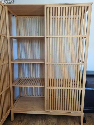 Two IKEA NORDKISA Bamboo Sliding Door Wardrobes in Excellent Condition