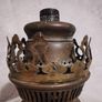 Antique Matador 15" Oil Lamp Glass Wood Base Brass Stem Burner Torch Light Image 8