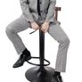 Set of 2 Retro Adjustable Round Leather Seat Bar Stool High Leg Elegant Swivel Backed Barstool Hydraulic Chair Image 2