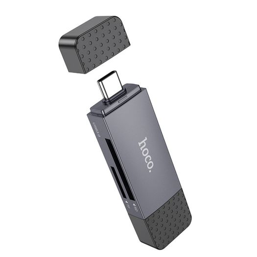 Hoco HB45 USB/Type-C 2.0 High-Speed Card Reader Metal Gray