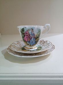 Bone China Tea Trio / Set, 22k Gold Rim