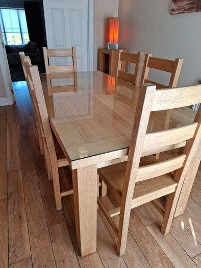 Solid White Oak Dining & Table 6 Chairs