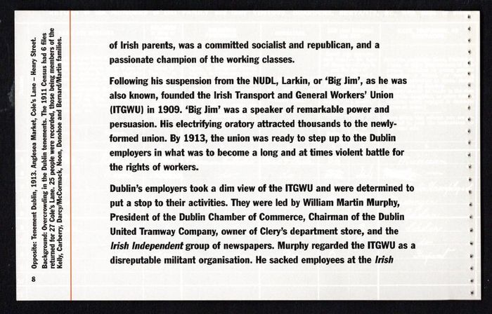 2013 Ireland Centenary of the General Lockout Commemorative Stamp Booklet Mint Never Hinged (MNH). Photos of contents shown.