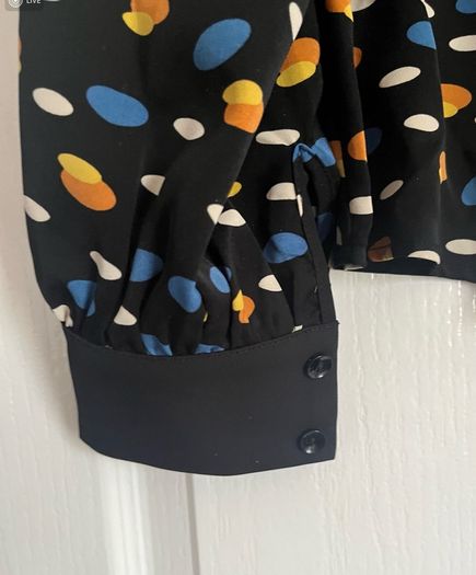 nwt Rant and Rave thalia dot print zip front blouse (black / blue / yellow) size 14