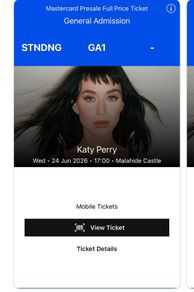 X1 Katy Perry Ticket